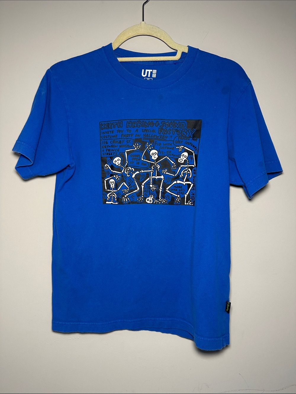 Keith Haring sound factory Skeleton bright blue Graphic Tee
